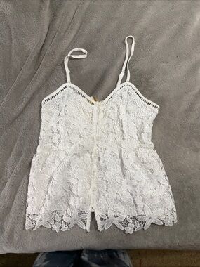 Rebellion White Lace Spaghetti Strap Tank Top